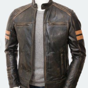 Vintage men's leather jacket with zipper